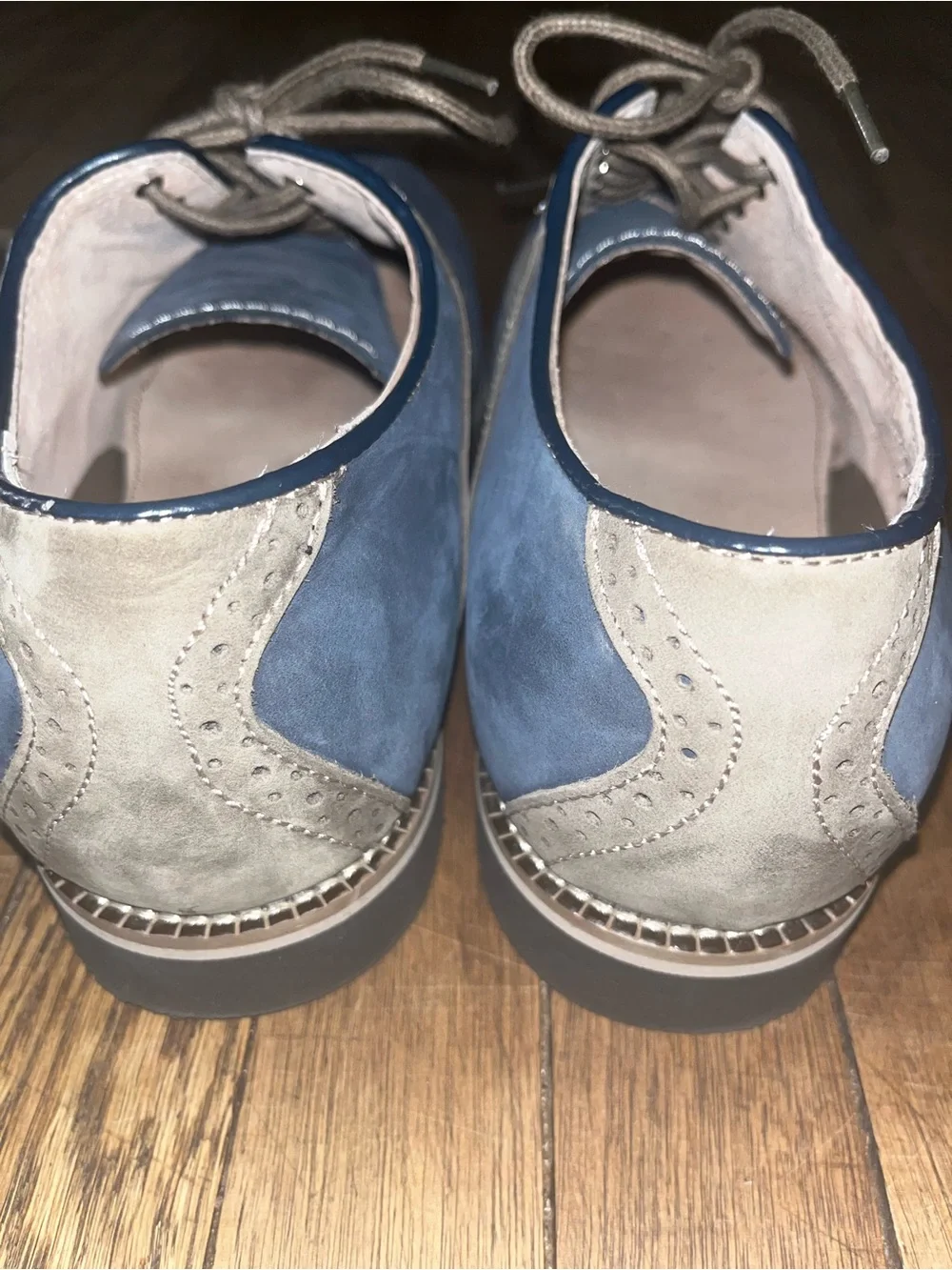 G.H. Bass & Co Men’s 10.5D Blue Tan Leather Saddle Oxford Dress Shoes